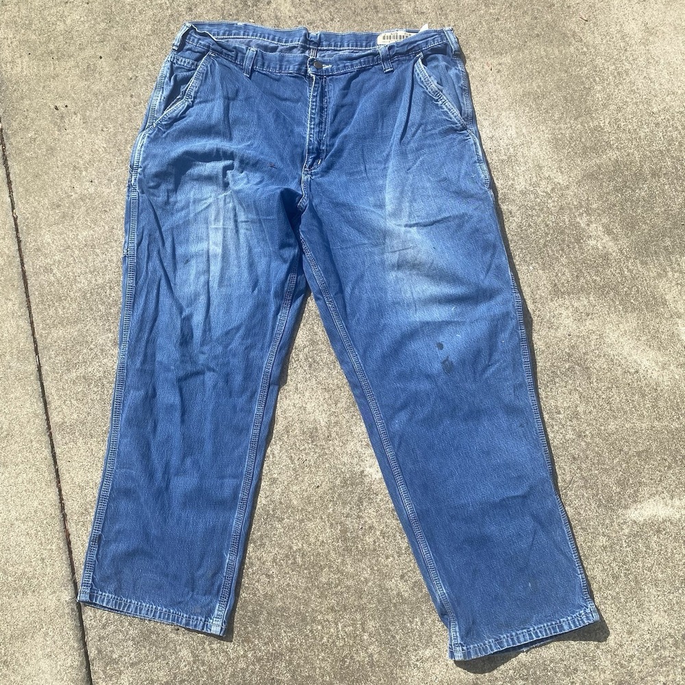 Carhartt Jeans Carpenter Painter Dungaree Fit Denim Work Pants 42x30 Distresseda